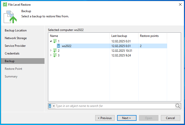 Восстановление данных в Veeam Cloud Connect